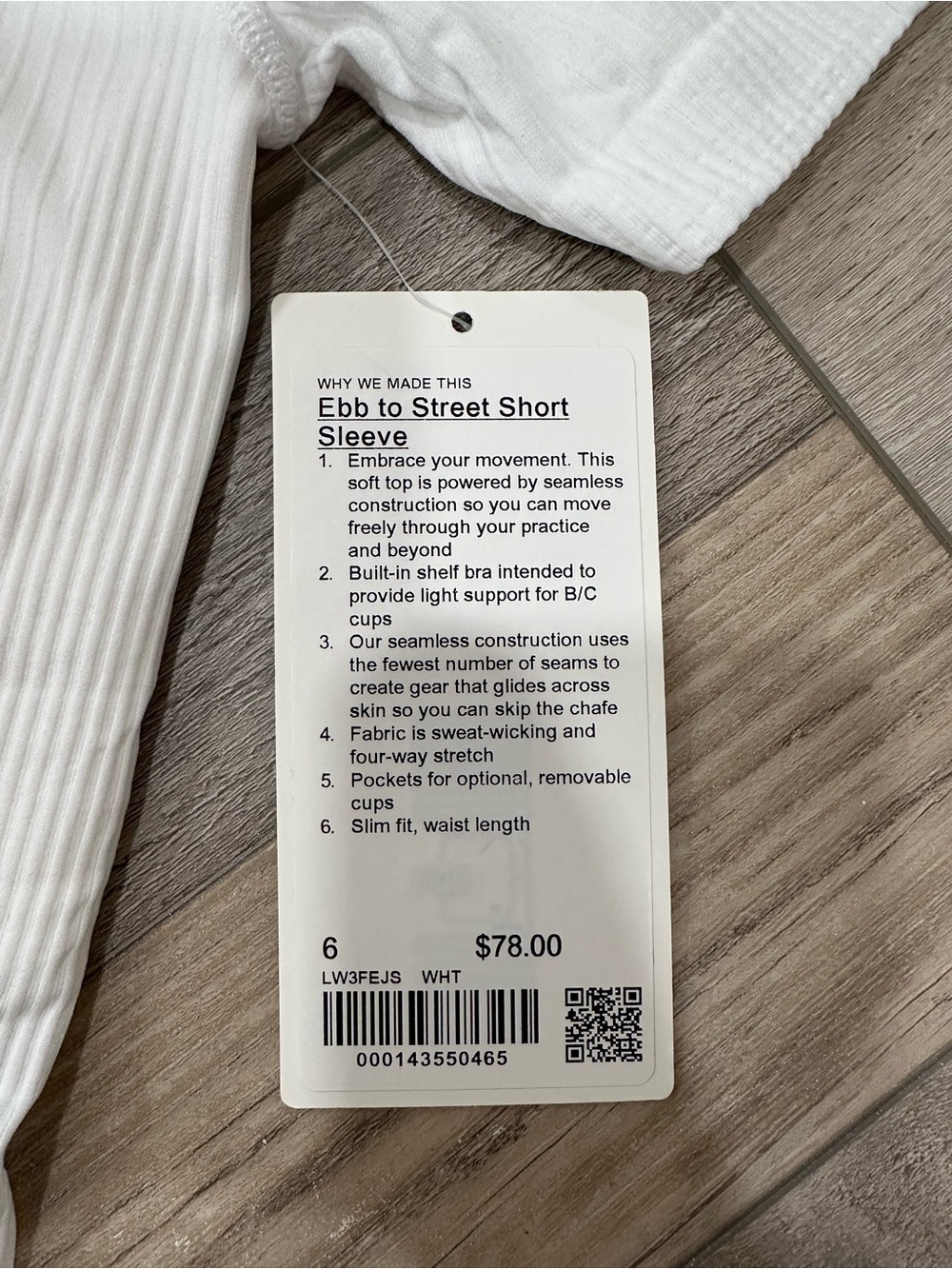 lululemon athletica White Ribbed Ebb to Street Short Sleeve Top - Picture 2 of 2